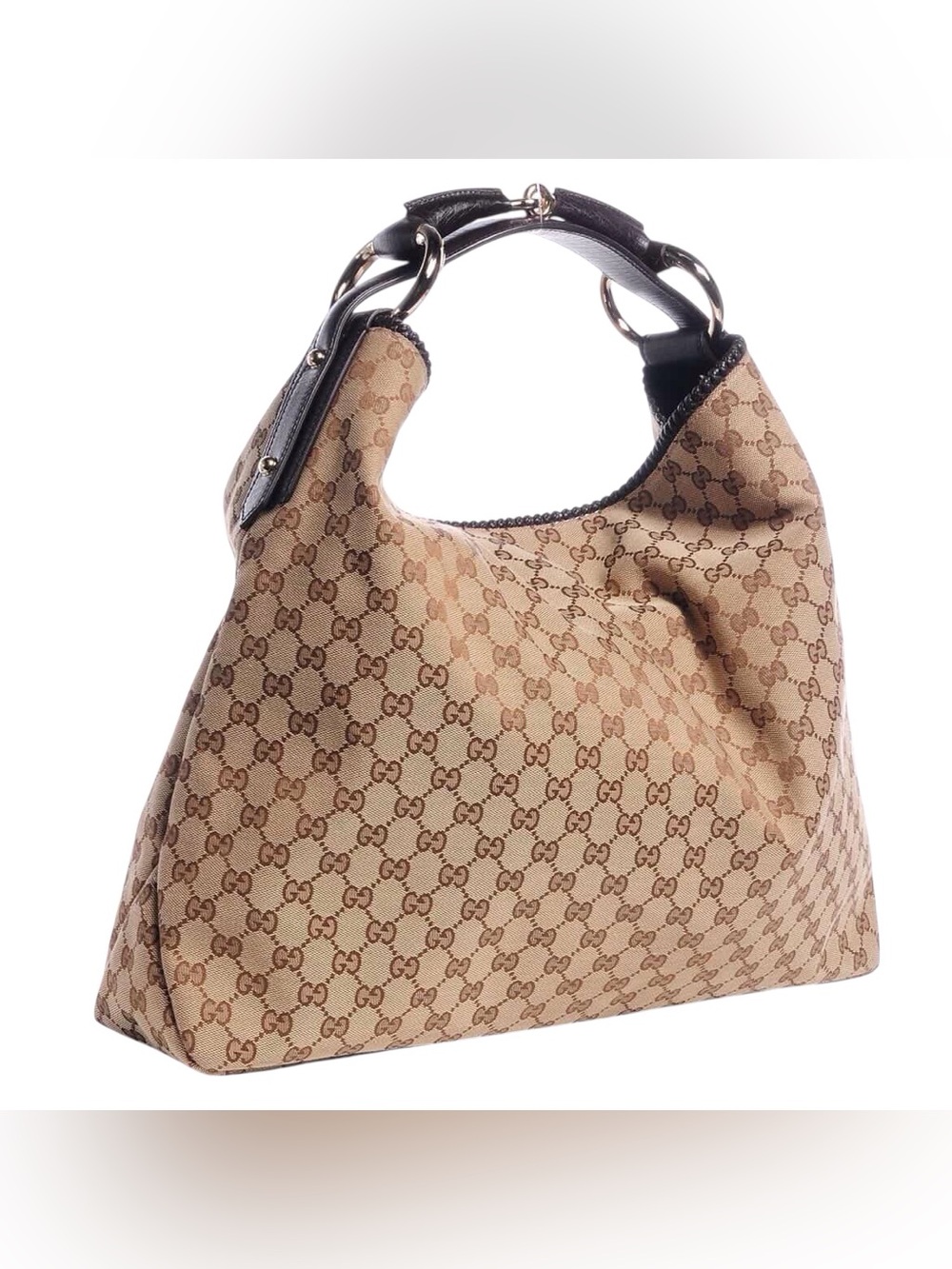 Gucci Brown Pelham Horsebit GG Canvas Hobo Shoulder Bag
